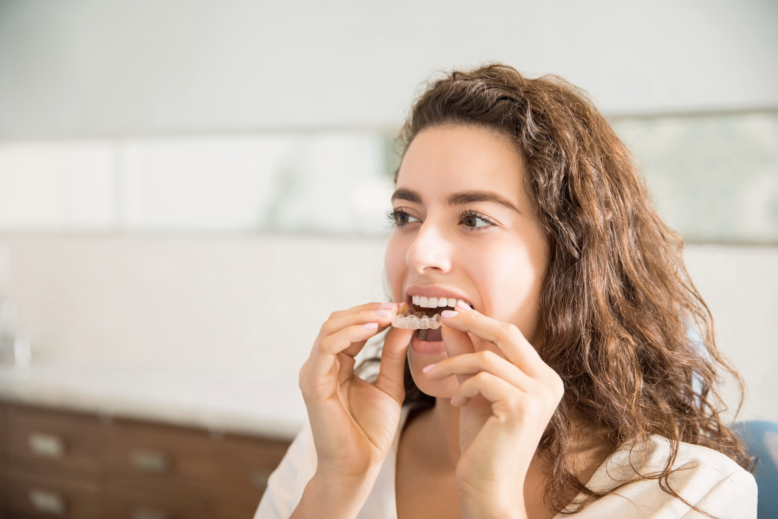 Aligners on a Woman
